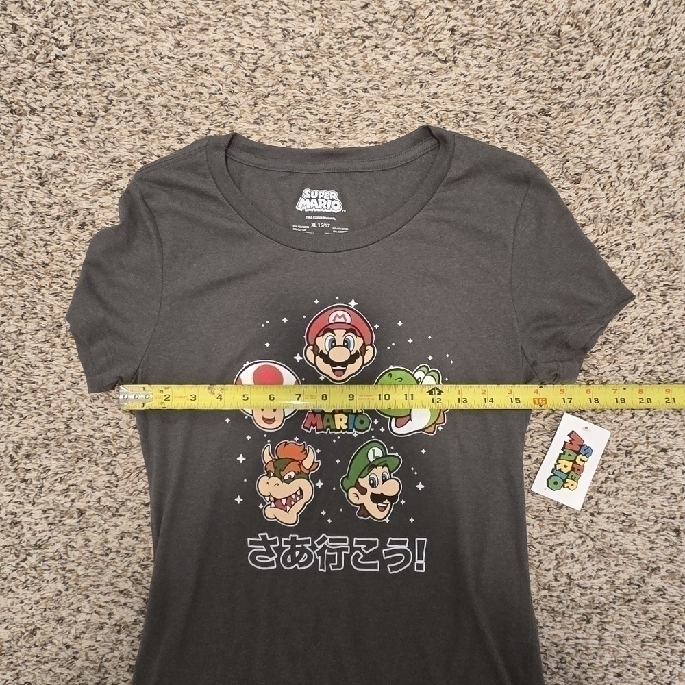 Super Mario Brothers Gray Junior  Shortsleeve Tshirt Size XL 15/17 - Picture 9 of 10